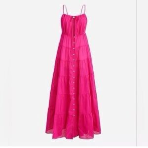 J.Crew Tiered Cotton Voile Midi/Maxi  Dress IN Fuschia
Size S